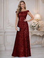 A-Line Off Shoulder Floor-Length Mother of the Bride Dresses with Sequins (SHI22500114)