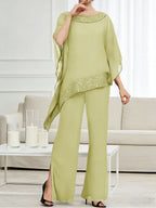 Pantsuits Separates Scoop Neck Sequins Asymmetrical Ankle-Length Mother of the Bride Dress with Slit (SHI22500132)