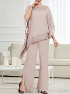 Pantsuits Separates Scoop Neck Sequins Asymmetrical Ankle-Length Mother of the Bride Dress with Slit (SHI22500132)