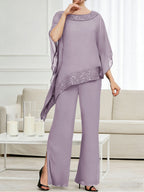 Pantsuits Separates Scoop Neck Sequins Asymmetrical Ankle-Length Mother of the Bride Dress with Slit (SHI22500132)