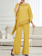 Pantsuits Separates Scoop Neck Sequins Asymmetrical Ankle-Length Mother of the Bride Dress with Slit (SHI22500132)