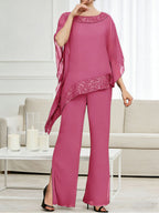 Pantsuits Separates Scoop Neck Sequins Asymmetrical Ankle-Length Mother of the Bride Dress with Slit (SHI22500132)
