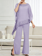 Pantsuits Separates Scoop Neck Sequins Asymmetrical Ankle-Length Mother of the Bride Dress with Slit (SHI22500132)