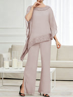 Pantsuits Separates Scoop Neck Sequins Asymmetrical Ankle-Length Mother of the Bride Dress with Slit (SHI22500132)