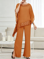 Pantsuits Separates Scoop Neck Sequins Asymmetrical Ankle-Length Mother of the Bride Dress with Slit (SHI22500132)