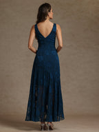 A-Line/Princess Two-Piece Asymmetrical Appliques Ankle-Length Mother of the Bride Dresses with Jacket (SHI22500149)