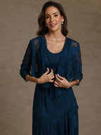 A-Line/Princess Two-Piece Asymmetrical Appliques Ankle-Length Mother of the Bride Dresses with Jacket (SHI22500149)