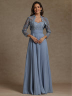 Satin Scoop Neck Mother of the Bride & Groom Dresses with 3D Flower (SHI22500338)