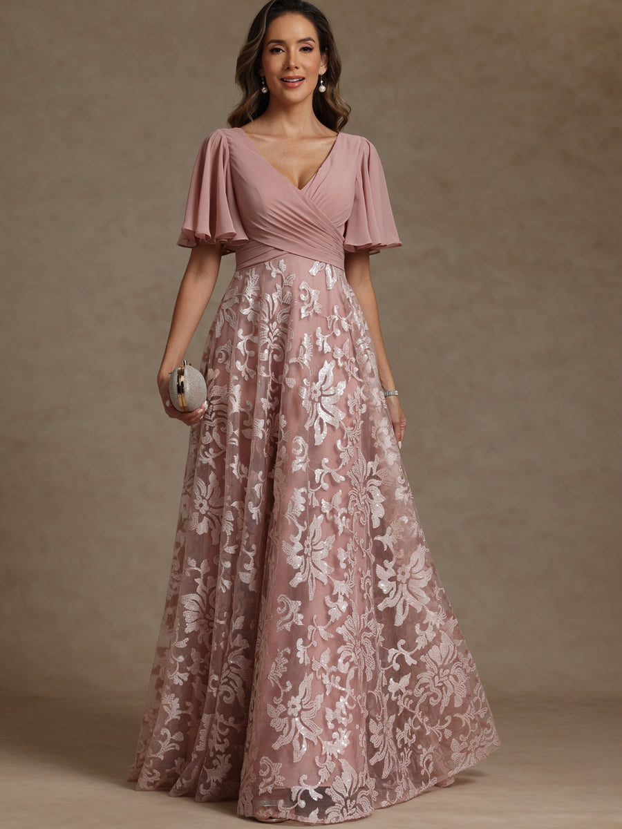 A Line Off Shoulder Floor Length Ruched Mother of the Bride Dresses (SHI22500193)
