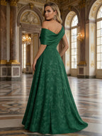 Sleeveless V-Neck Ruched Jacquard Satin Mother of the Bride Dresses (SHI22500512)