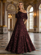 A-Line Floor Length One Shoulder Long Mother of the Bride Dresses with Lace (SHI22500179)