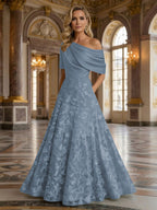 A-Line Floor Length One Shoulder Long Mother of the Bride Dresses with Lace (SHI22500179)