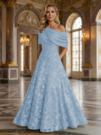 A-Line Floor Length One Shoulder Long Mother of the Bride Dresses with Lace (SHI22500179)