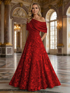 A-Line Floor Length One Shoulder Long Mother of the Bride Dresses with Lace (SHI22500179)