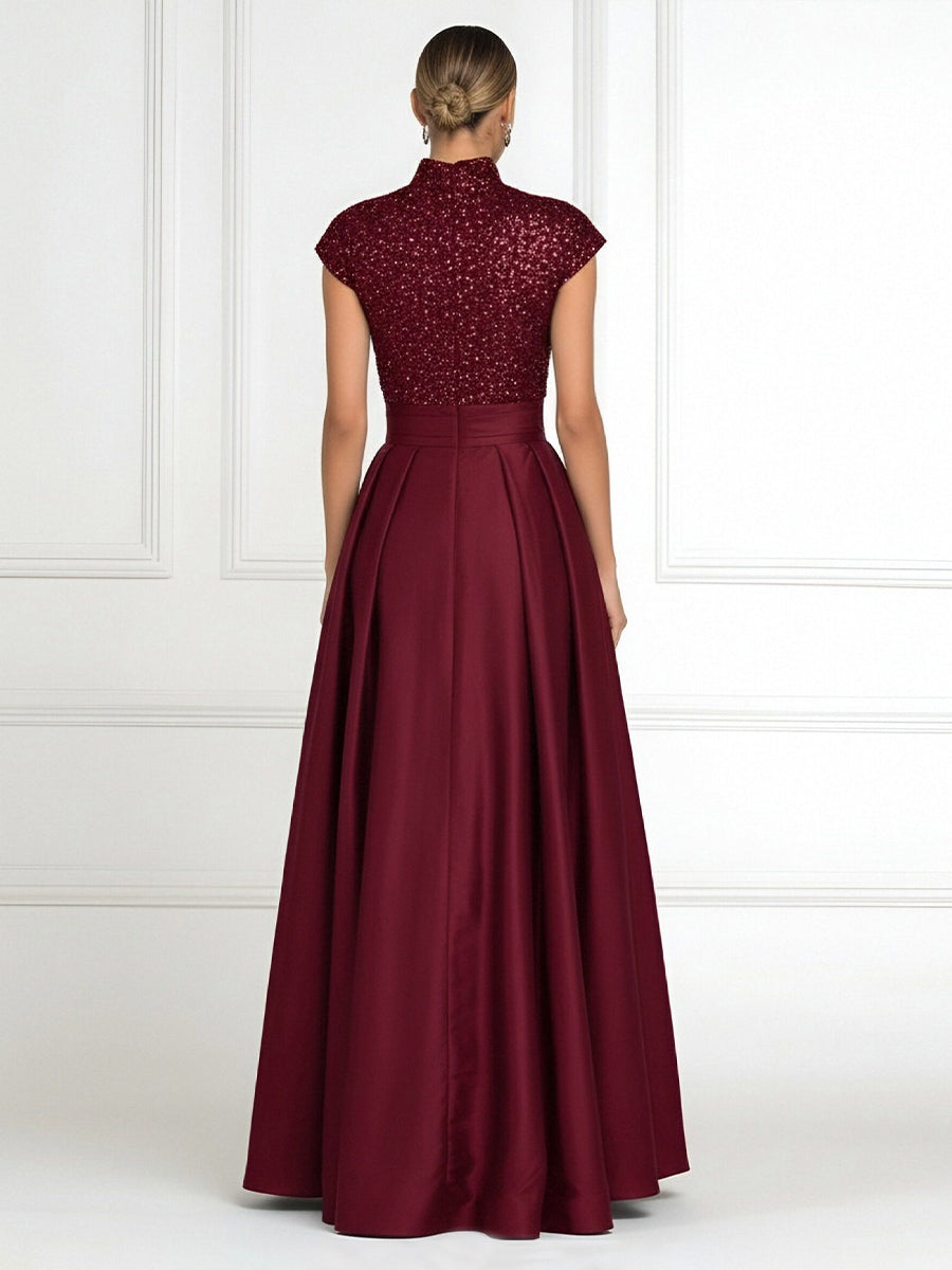 A-Line/Princess V-Neck Chiffon Floor-Length Mother of the Bride & Groom Dresses with Lace Appliques & Pleats (SHI22501605)