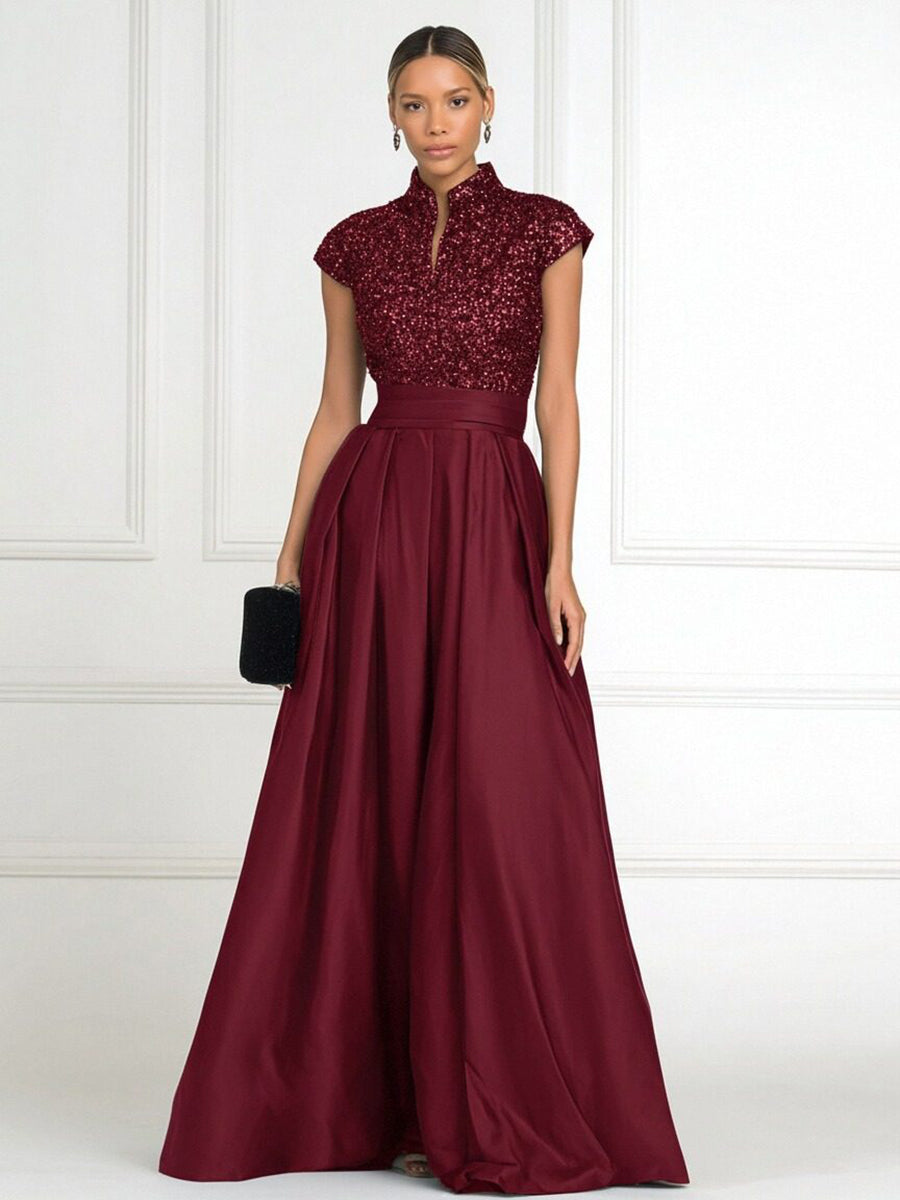 Jacquard Sheath/Column V-Neck Floor-Length Mother of the Bride & Groom Dresses with Ruched Waist (SHIB22500907)