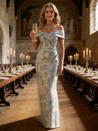 Mermaid Short Sleeve Sweetheart Floor-Length Mother of the Bride Dresses with Jacquard (SHI22500213)