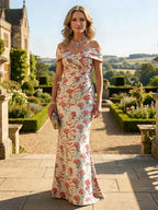 Mermaid Short Sleeve Sweetheart Floor-Length Mother of the Bride Dresses with Jacquard (SHI22500213)