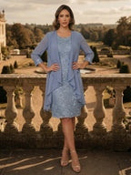 Chiffon A-Line/Princess Scoop Neck Short Mother of the Bride & Groom Dresses Tiered (SHI22500912)