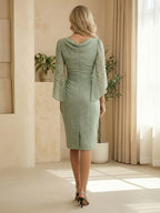 Sheath Boat Neck Cape Sleeve Knee Length Simple Mother of the Bride Dresses (SHI22500234)