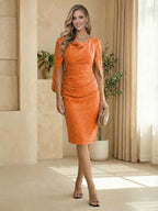 Sheath Boat Neck Cape Sleeve Knee Length Simple Mother of the Bride Dresses (SHI22500234)