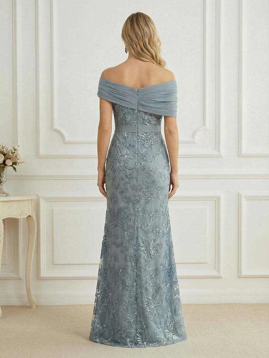 Sheath Satin Tea-Length Mother of the Bride & Groom Dresses with 3/4 Bell Sleeves & Crystal Embellished Belt (SHI22500471)