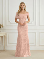 Mermaid Off Shoulder Short Sleeve Long Elegant Mother of the Bride Dresses with Sequin (SHI22500242)