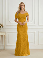Mermaid Off Shoulder Short Sleeve Long Elegant Mother of the Bride Dresses with Sequin (SHI22500242)
