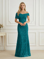 Mermaid Off Shoulder Short Sleeve Long Elegant Mother of the Bride Dresses with Sequin (SHI22500242)