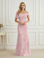 Mermaid Off Shoulder Short Sleeve Long Elegant Mother of the Bride Dresses with Sequin (SHI22500242)