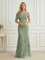 Mermaid Off Shoulder Short Sleeve Long Elegant Mother of the Bride Dresses with Sequin (SHI22500242)