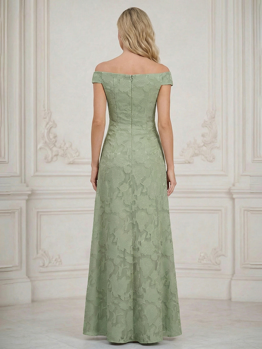 A Line/Princess Stand Collar Short Sleeve Long Elegant Mother of the Bride Dresses (SHI22500207)