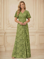 A-Line/Princess Two-Piece Asymmetrical Appliques Ankle-Length Mother of the Bride Dresses with Jacket (SHI22500149)