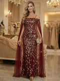 Mermaid Cold Shoulder Floor Length Mother of the Bride Dresses with Appliques (SHI22500252)