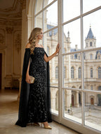 Mermaid Cold Shoulder Floor Length Mother of the Bride Dresses with Appliques (SHI22500252)