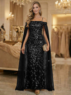 Mermaid Cold Shoulder Floor Length Mother of the Bride Dresses with Appliques (SHI22500252)