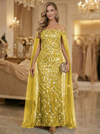 Mermaid Cold Shoulder Floor Length Mother of the Bride Dresses with Appliques (SHI22500252)