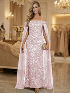 Mermaid Cold Shoulder Floor Length Mother of the Bride Dresses with Appliques (SHI22500252)