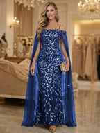 Mermaid Cold Shoulder Floor Length Mother of the Bride Dresses with Appliques (SHI22500252)