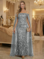 Mermaid Cold Shoulder Floor Length Mother of the Bride Dresses with Appliques (SHI22500252)