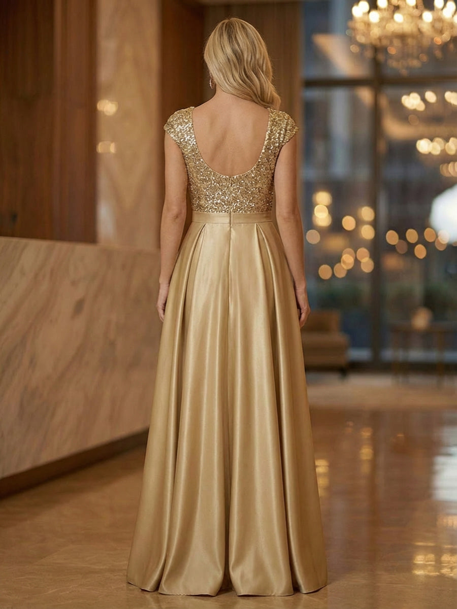Jumpsuit V Neck Half Sleeve Long Sparkling Mother of the Bride Dresses with Belt (SHI22500201)