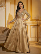A-Line/Princess Pleated Two-Piece Tea-Length Mother of the Bride Dresses with Cascading Ruffles (SHI22500054)