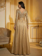 A-Line/Princess Pleated Two-Piece Tea-Length Mother of the Bride Dresses with Cascading Ruffles (SHI22500054)