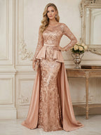 A-Line/Princess V-Neck Pleated Satin Ankle-Length Mother of the Bride Dresses with Sequins (SHI22500082)