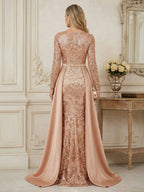 A-Line/Princess V-Neck Pleated Satin Ankle-Length Mother of the Bride Dresses with Sequins (SHI22500082)