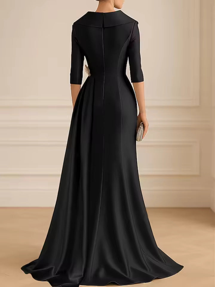 A-Line/Princess V-Neck Chiffon Floor-Length Mother of the Bride & Groom Dresses with Lace Appliques, Sequin & Ruffles (SHI22501608)