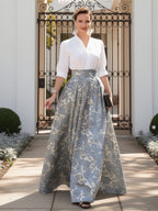 Pantsuits Separates Scoop Neck Sequins Asymmetrical Ankle-Length Mother of the Bride Dress with Slit (SHI22500132)
