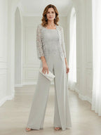 A Line V Neck Sleeveless Floor Length Mixed Mother of the Bride Dresses with Pleats (SHI22500260)