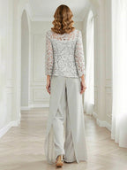 A Line V Neck Sleeveless Floor Length Mixed Mother of the Bride Dresses with Pleats (SHI22500260)