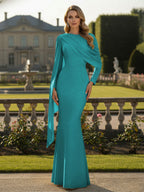 Cape Long Sleeve Mermaid Mother of the Bride & Groom Dress Wedding Guest Gowns (SHI22500318)
